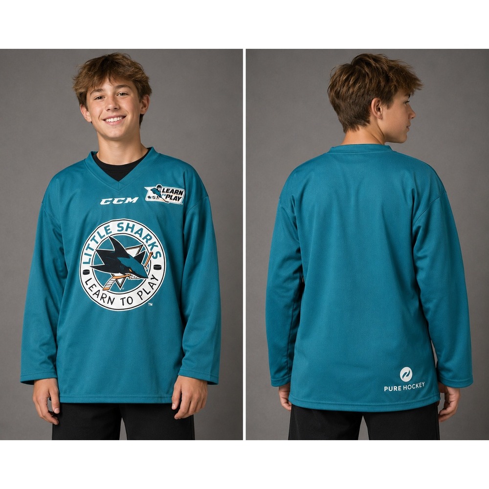 CCM San Jose Sharks Little Sharks Learn To Play Youth Hockey Jersey Teal L/XL